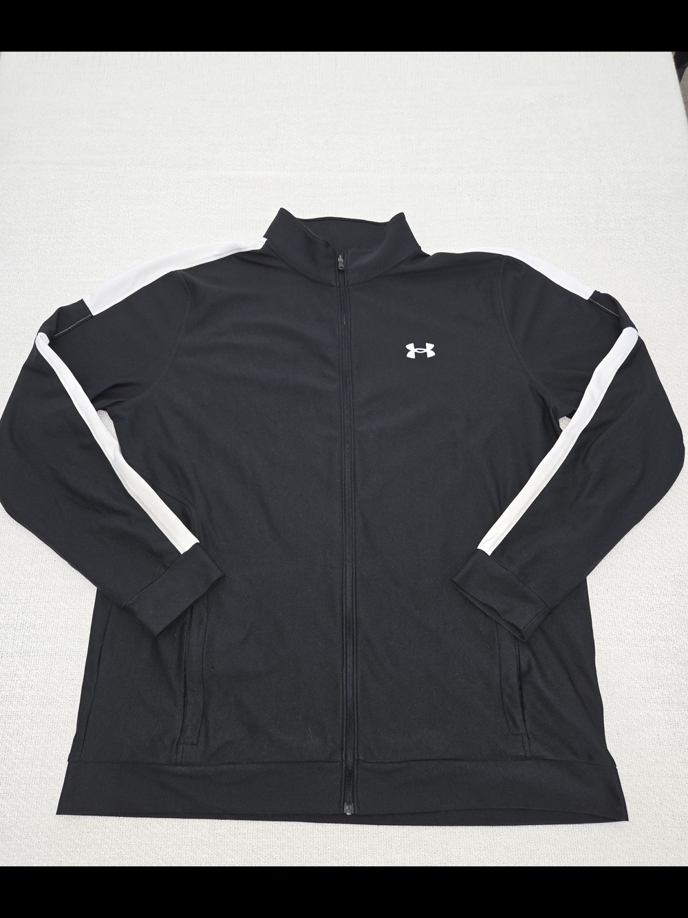 Under Armour Black Track Jacket with White Stripe
